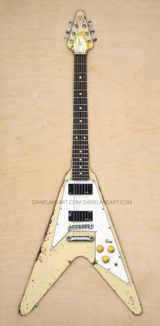 James Hetfield's Flying V / 24x48 limited/numbered reproduction of the original hand painted artwork.