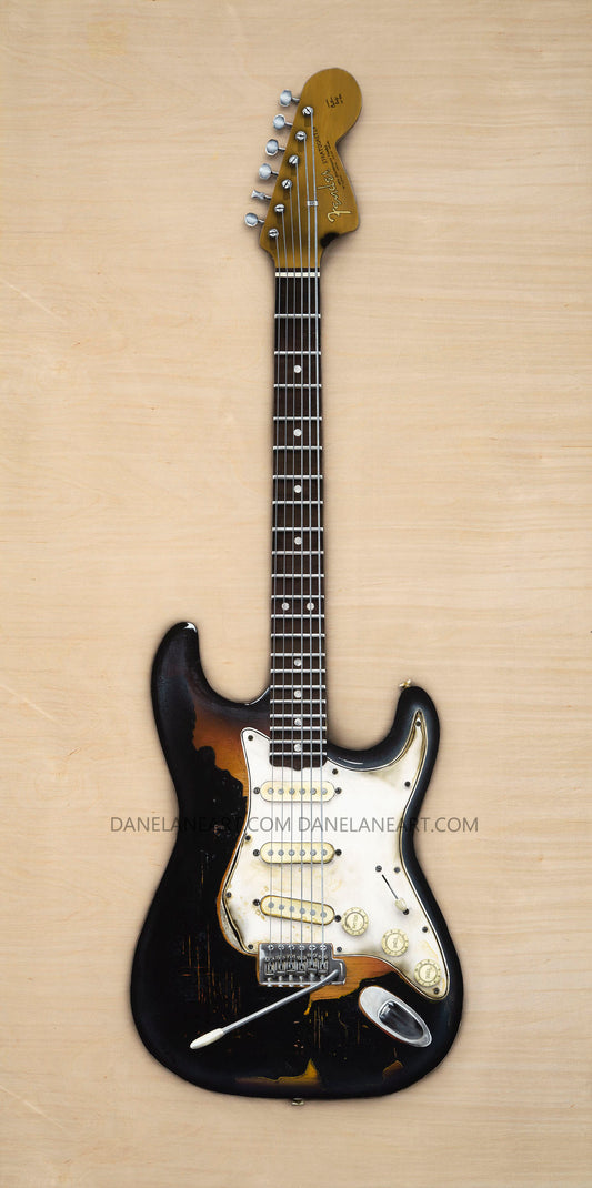 Jimi Hendrix 1965 Fender Stratocaster / 24x48 limited/numbered reproduction of the original hand painted artwork.